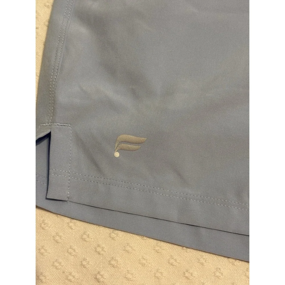 Fabletics Men's Light Blue Athletic Shorts Size M Drawstring Navy Waistband